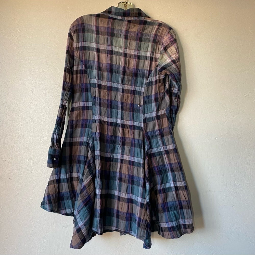 Plaid tunic button down jewel tone Aratta silent journey Anthropologie small - Picture 8 of 8